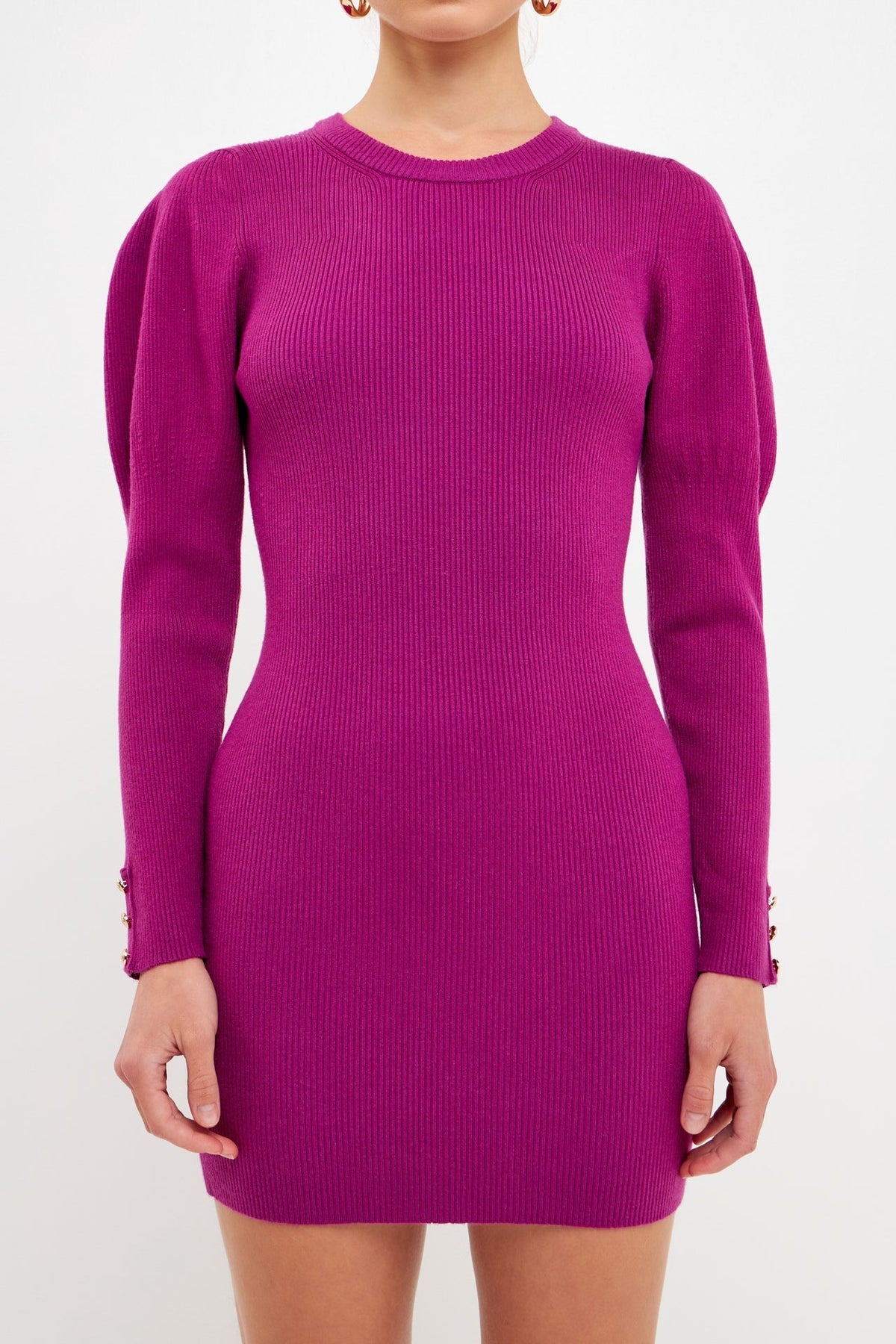 ENDLESS ROSE - Puff Sleeve Knit Dress - DRESSES available at Objectrare