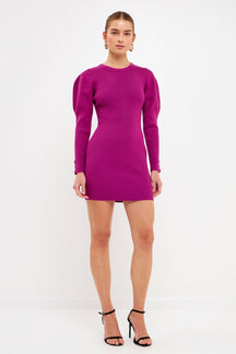 ENDLESS ROSE - Puff Sleeve Knit Dress - DRESSES available at Objectrare