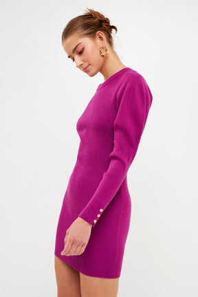 ENDLESS ROSE - Puff Sleeve Knit Dress - DRESSES available at Objectrare