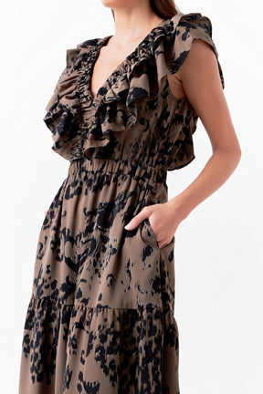 ENDLESS ROSE - Animal Printed Ruffled Maxi Dress - DRESSES available at Objectrare