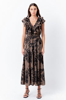 ENDLESS ROSE - Animal Printed Ruffled Maxi Dress - DRESSES available at Objectrare