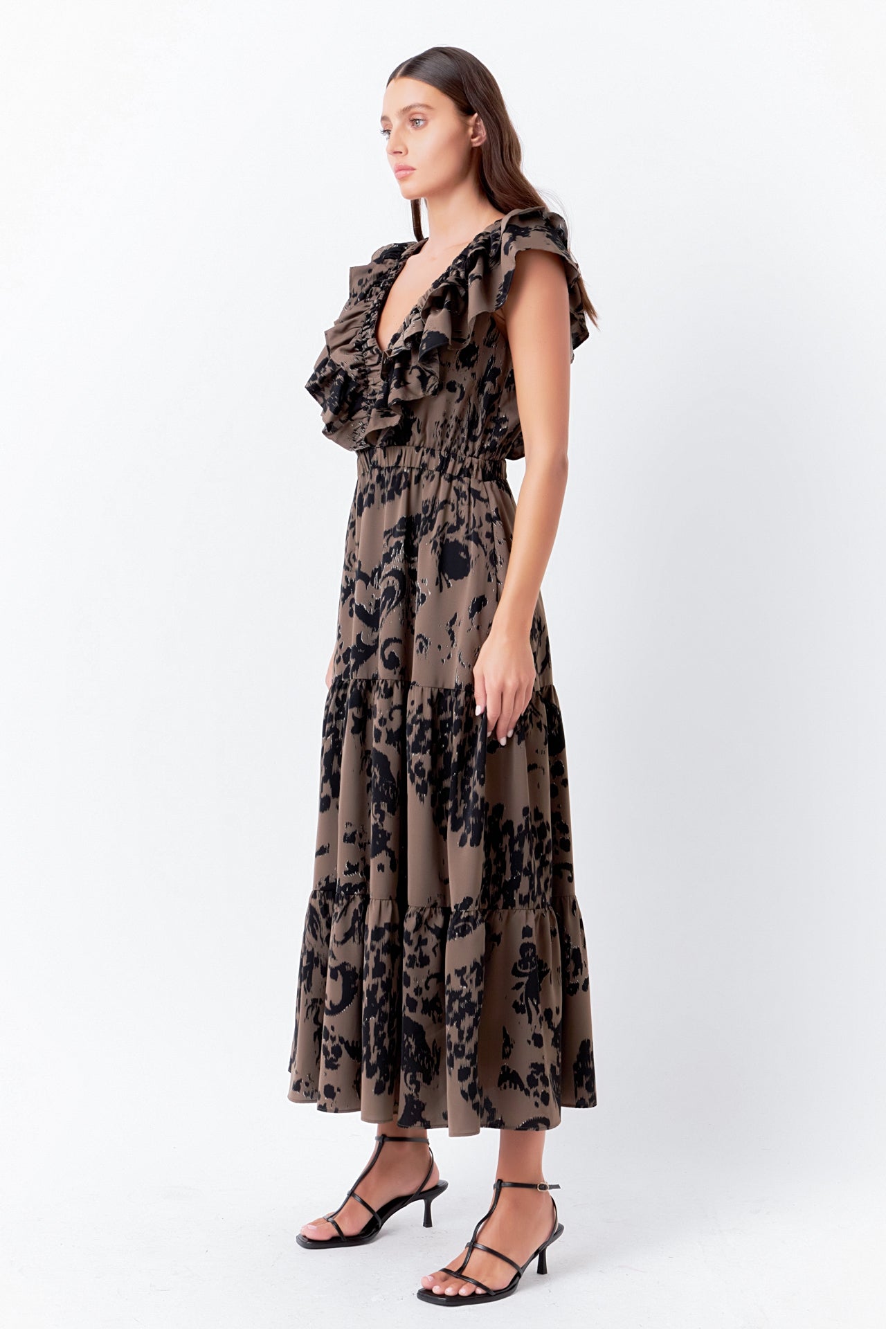 ENDLESS ROSE - Animal Printed Ruffled Maxi Dress - DRESSES available at Objectrare