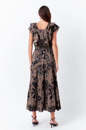 ENDLESS ROSE - Animal Printed Ruffled Maxi Dress - DRESSES available at Objectrare
