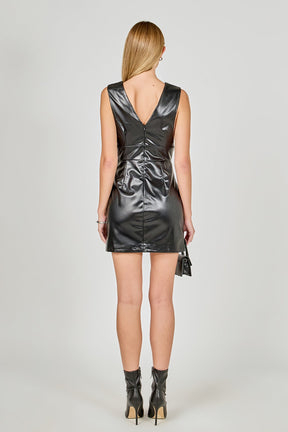 ENDLESS ROSE - Stretch PU Cut-out Mini Dress - DRESSES available at Objectrare