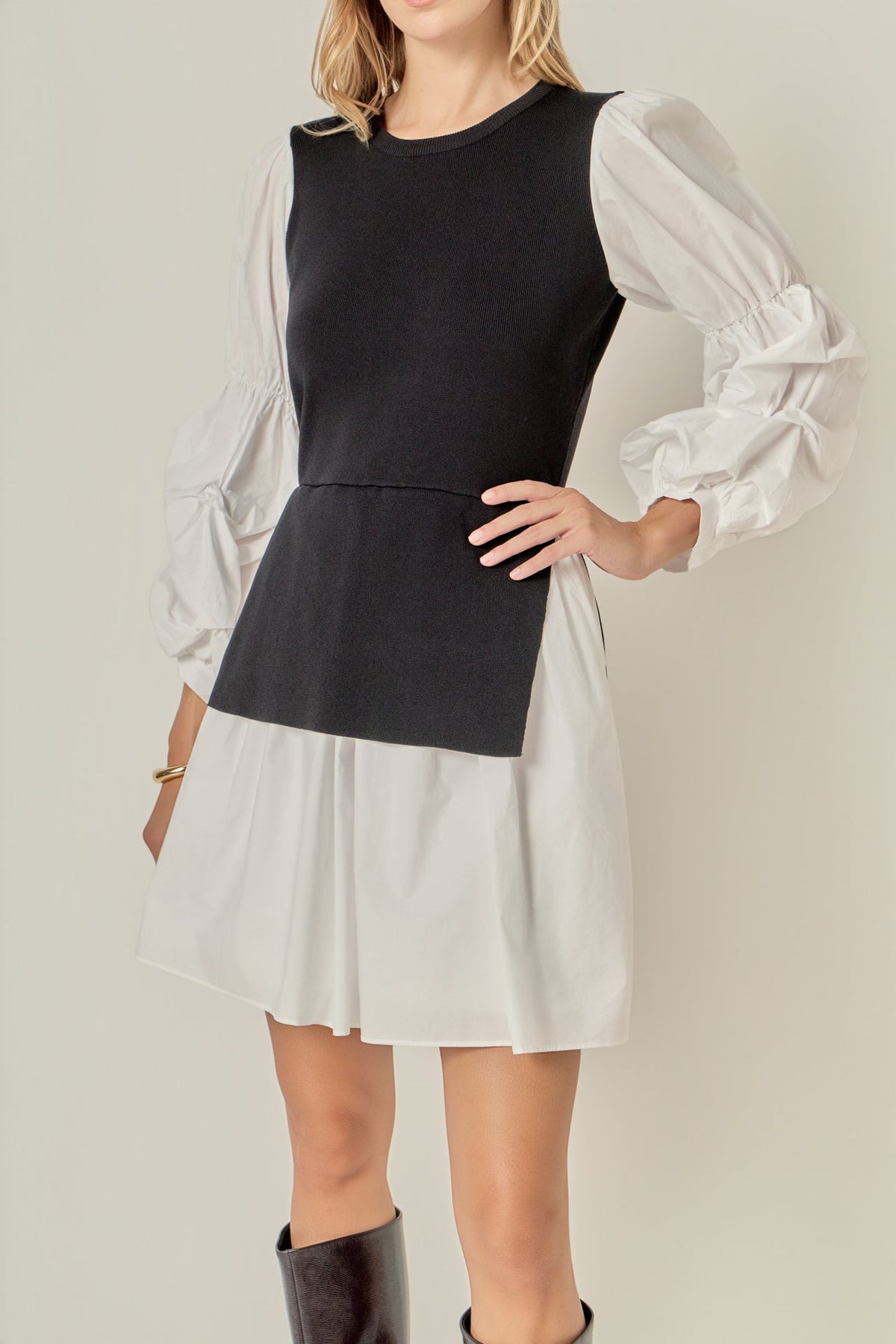 ENGLISH FACTORY - Mixed Media Poplin Mini Dress - DRESSES available at Objectrare