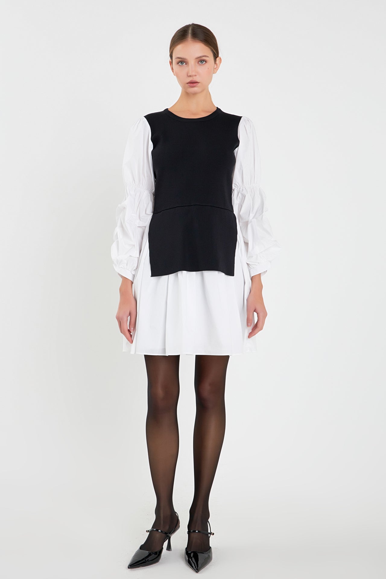 ENGLISH FACTORY - English Factory - Mixed Media Poplin Mini Dress - DRESSES available at Objectrare