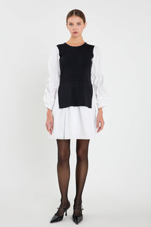 ENGLISH FACTORY - English Factory - Mixed Media Poplin Mini Dress - DRESSES available at Objectrare