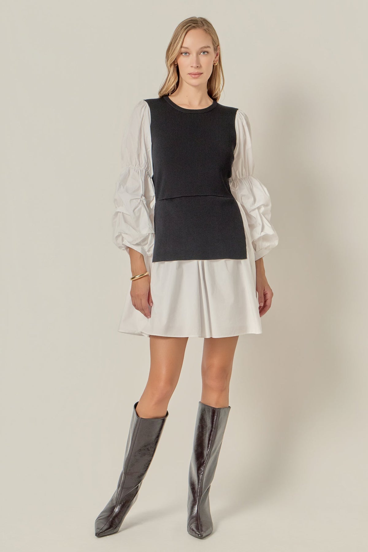 ENGLISH FACTORY - Mixed Media Poplin Mini Dress - DRESSES available at Objectrare