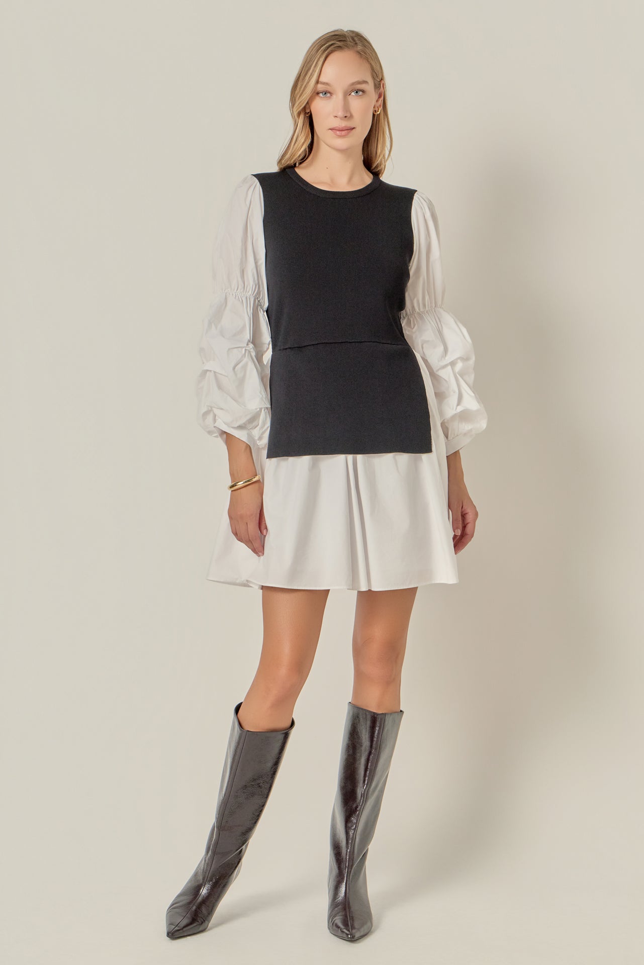 ENGLISH FACTORY - Mixed Media Poplin Mini Dress - DRESSES available at Objectrare