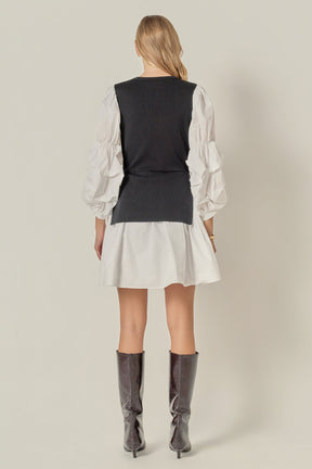 ENGLISH FACTORY - Mixed Media Poplin Mini Dress - DRESSES available at Objectrare
