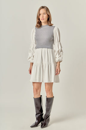 ENGLISH FACTORY - Mixed Media Mini Dress - DRESSES available at Objectrare