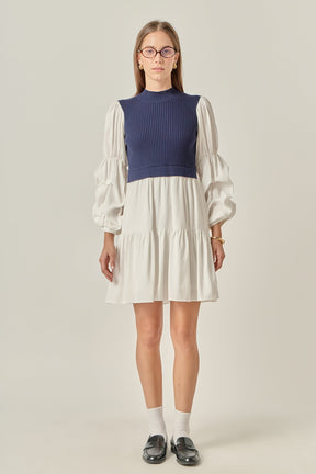 ENGLISH FACTORY - Mixed Media Mini Dress - DRESSES available at Objectrare