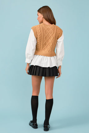 ENGLISH FACTORY - Mixed Media Cable Detail Sweater - SWEATERS & KNITS available at Objectrare
