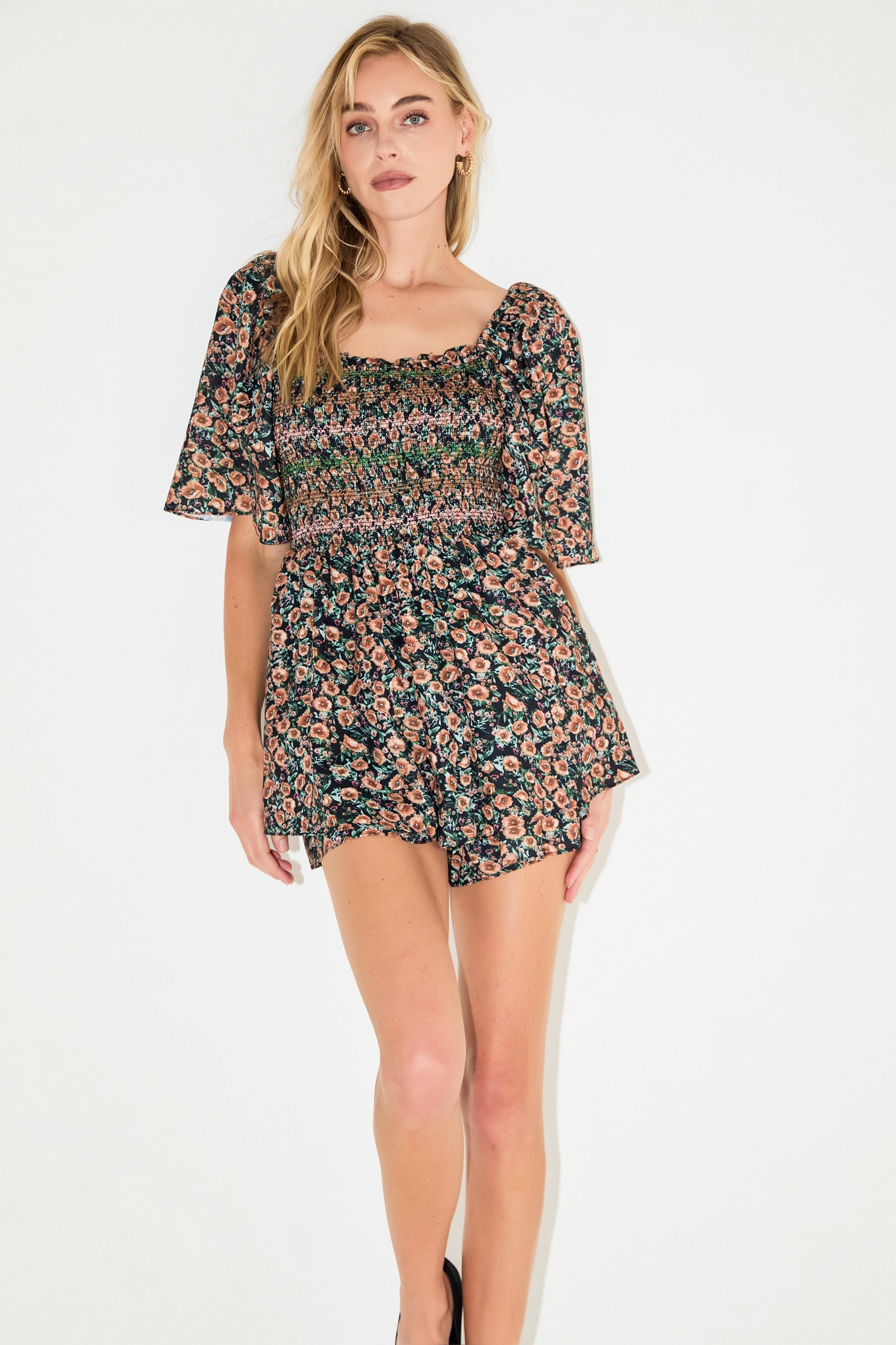 FREE THE ROSES - Smocked Detail Romper - ROMPERS available at Objectrare