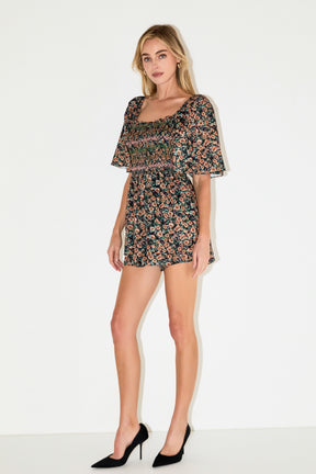 FREE THE ROSES - Smocked Detail Romper - ROMPERS available at Objectrare