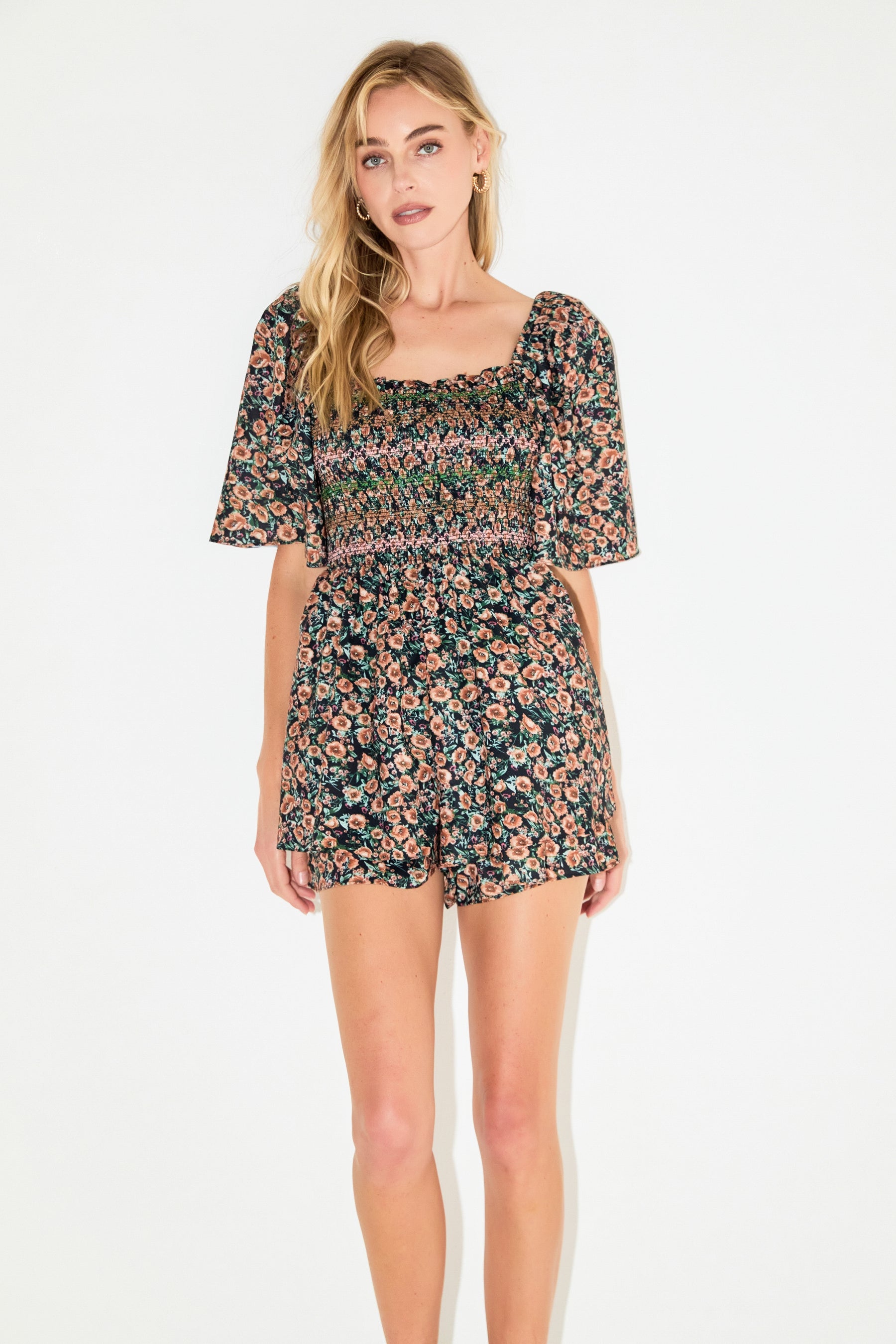 FREE THE ROSES - Smocked Detail Romper - ROMPERS available at Objectrare