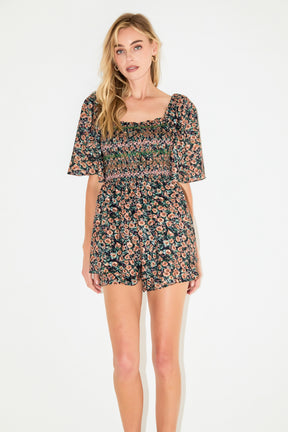 FREE THE ROSES - Smocked Detail Romper - ROMPERS available at Objectrare