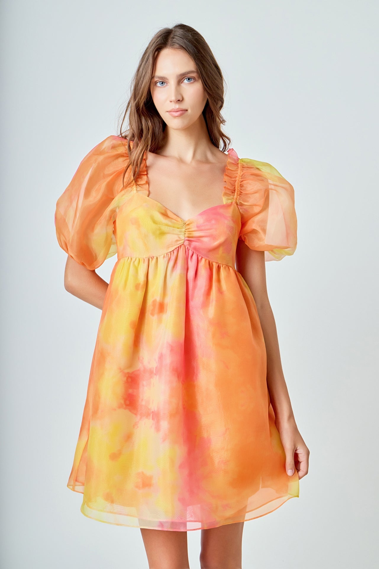 ENDLESS ROSE - Organze Tie-dye Babydoll Dress - DRESSES available at Objectrare