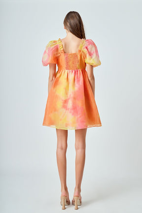 ENDLESS ROSE - Organze Tie-dye Babydoll Dress - DRESSES available at Objectrare