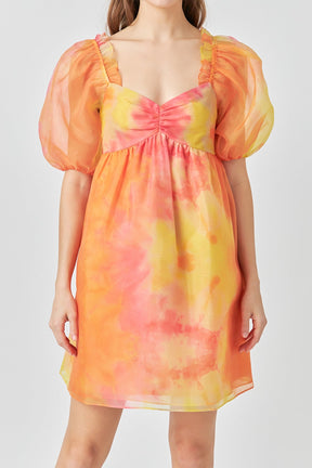 ENDLESS ROSE - Endless Rose - Organze Tie-dye Babydoll Dress - DRESSES available at Objectrare