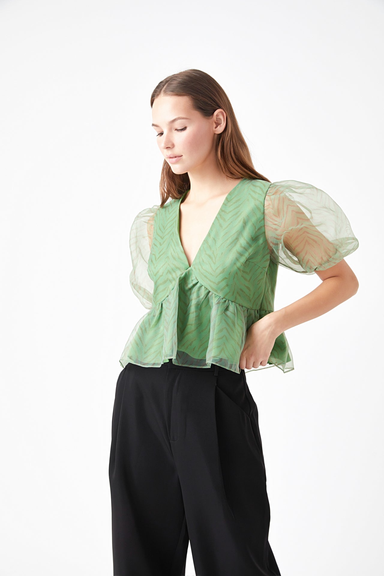 ENDLESS ROSE - Organza Zebra Top - TOPS available at Objectrare