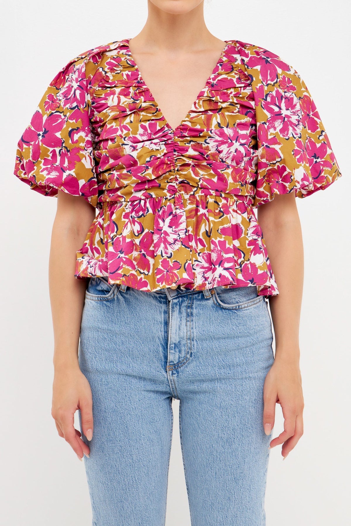 ENDLESS ROSE - Floral Pleated Top - TOPS available at Objectrare