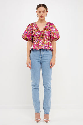 ENDLESS ROSE - Floral Pleated Top - TOPS available at Objectrare