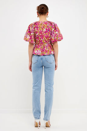 ENDLESS ROSE - Floral Pleated Top - TOPS available at Objectrare