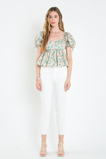 ENGLISH FACTORY - Floral Puff Sleeve Top - TOPS available at Objectrare