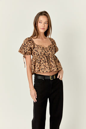 ENGLISH FACTORY - Leopard Puff Sleeve Top - TOPS available at Objectrare