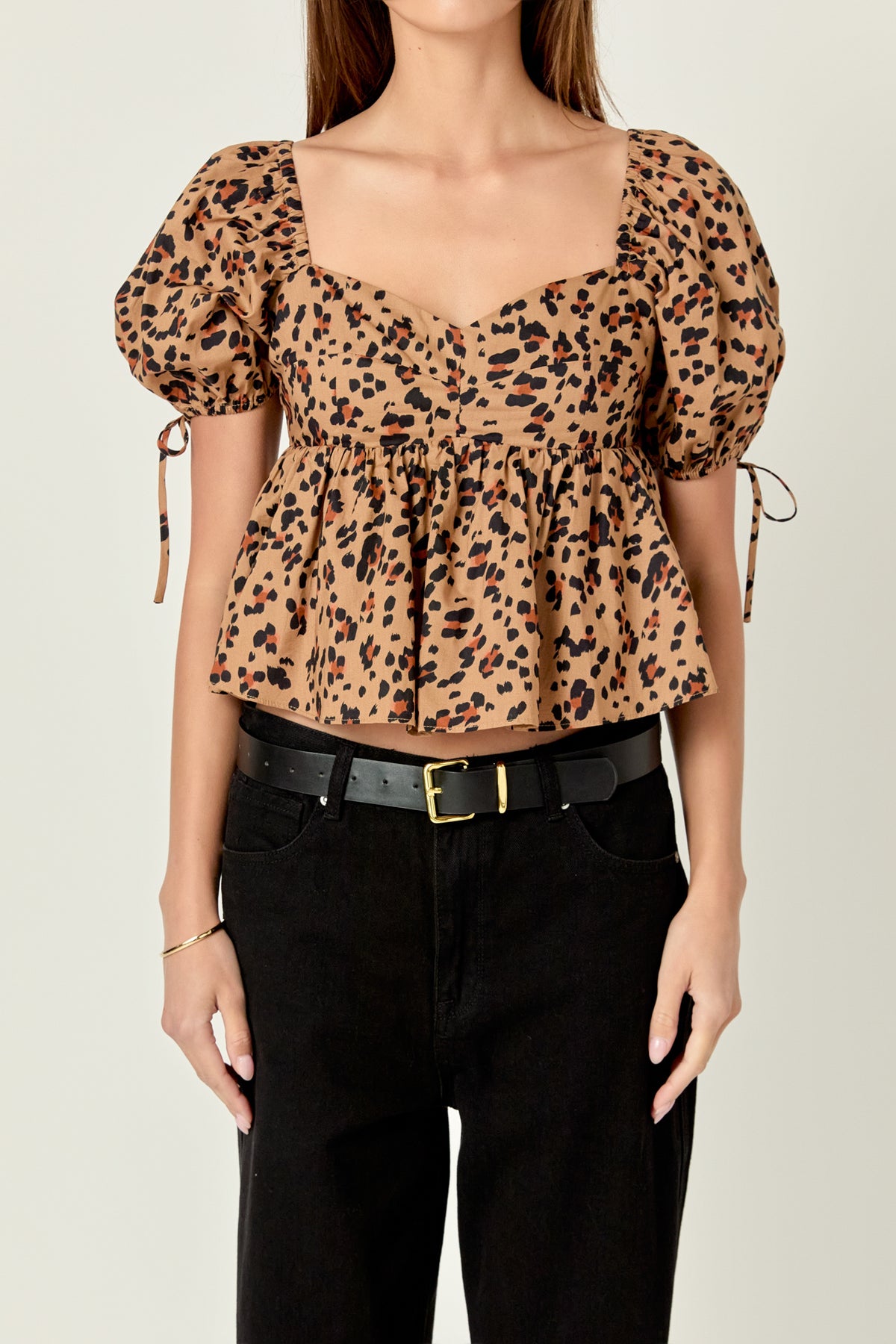 ENGLISH FACTORY - Leopard Puff Sleeve Top - TOPS available at Objectrare