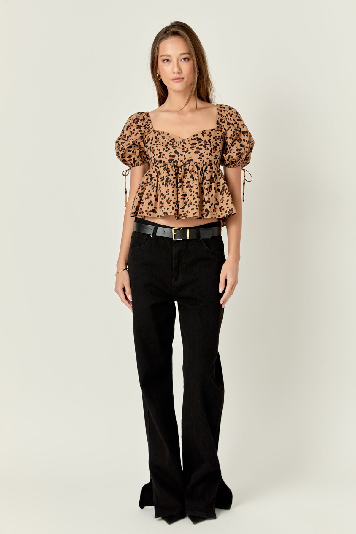 ENGLISH FACTORY - English Factory - Leopard Puff Sleeve Top - TOPS available at Objectrare