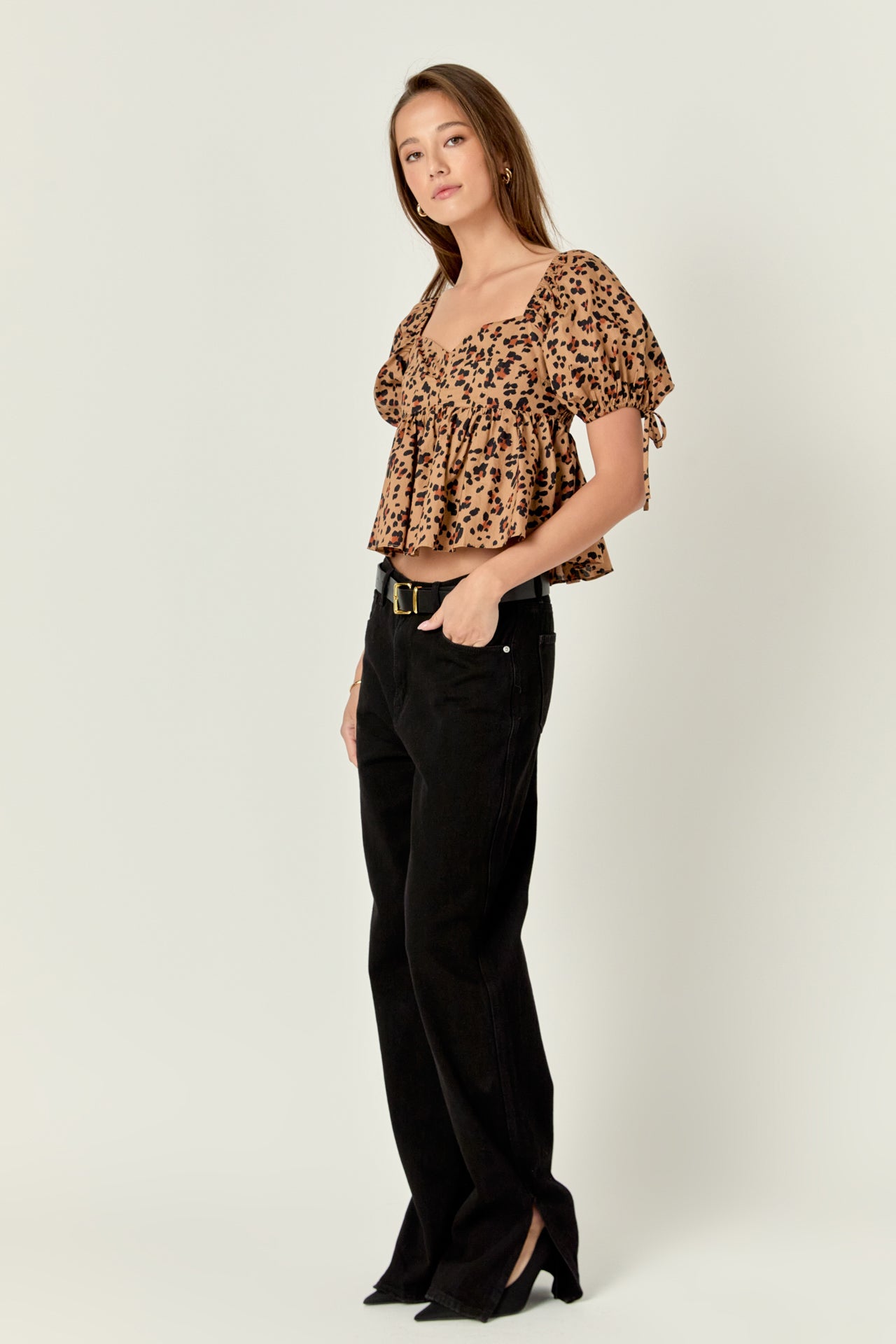 ENGLISH FACTORY - Leopard Puff Sleeve Top - TOPS available at Objectrare