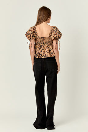 ENGLISH FACTORY - Leopard Puff Sleeve Top - TOPS available at Objectrare