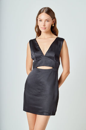 ENDLESS ROSE - Satin Cut-Out Mini Dress - DRESSES available at Objectrare