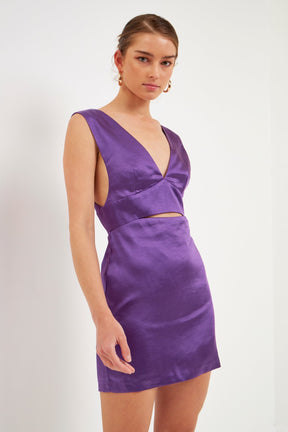 ENDLESS ROSE - Satin Cut-Out Mini Dress - DRESSES available at Objectrare