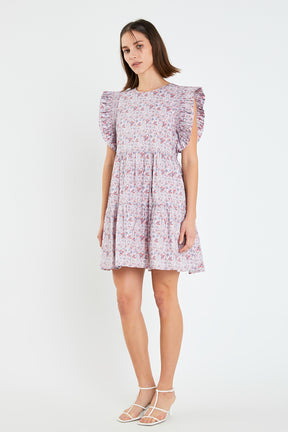 ENGLISH FACTORY - Floral Ruffle Detail Mini Dress - DRESSES available at Objectrare