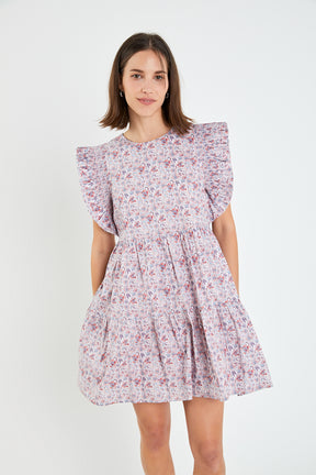 ENGLISH FACTORY - Floral Ruffle Detail Mini Dress - DRESSES available at Objectrare
