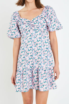 Floral Puff Sleeve Mini Dress