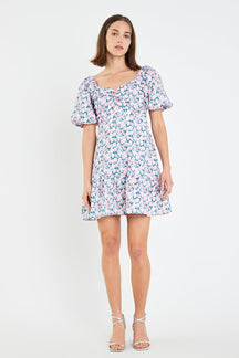 Floral Puff Sleeve Mini Dress