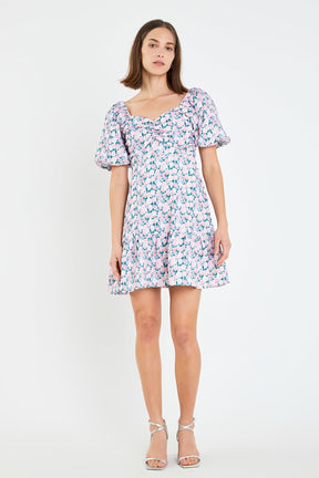 Floral Puff Sleeve Mini Dress