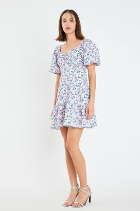 Floral Puff Sleeve Mini Dress