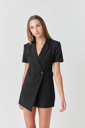 ENDLESS ROSE - Endless Rose - Short Sleeve Blazer Romper - ROMPERS available at Objectrare