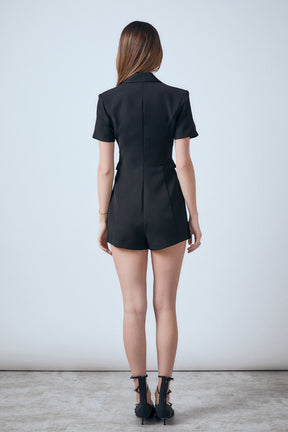 ENDLESS ROSE - Short Sleeve Blazer Romper - ROMPERS available at Objectrare