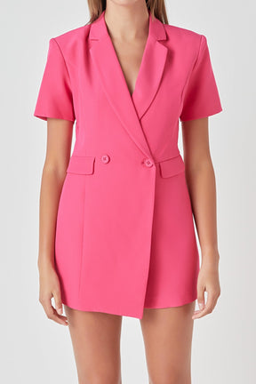 ENDLESS ROSE - Endless Rose - Short Sleeve Blazer Romper - ROMPERS available at Objectrare