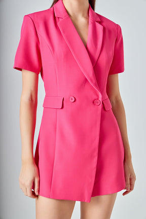 ENDLESS ROSE - Short Sleeve Blazer Romper - ROMPERS available at Objectrare
