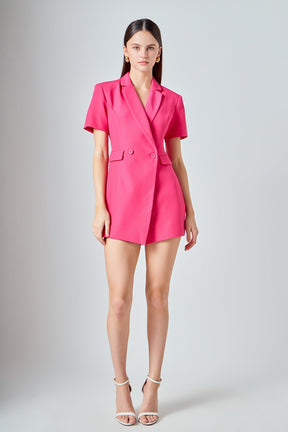 ENDLESS ROSE - Short Sleeve Blazer Romper - ROMPERS available at Objectrare