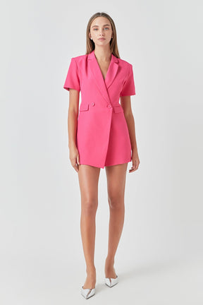 ENDLESS ROSE - Endless Rose - Short Sleeve Blazer Romper - ROMPERS available at Objectrare