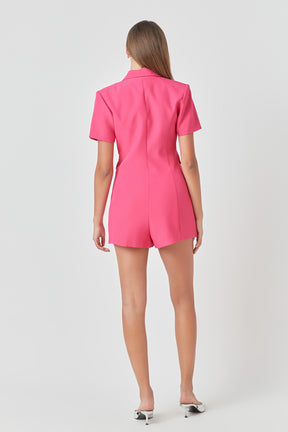 ENDLESS ROSE - Short Sleeve Blazer Romper - ROMPERS available at Objectrare