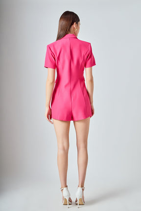 ENDLESS ROSE - Short Sleeve Blazer Romper - ROMPERS available at Objectrare